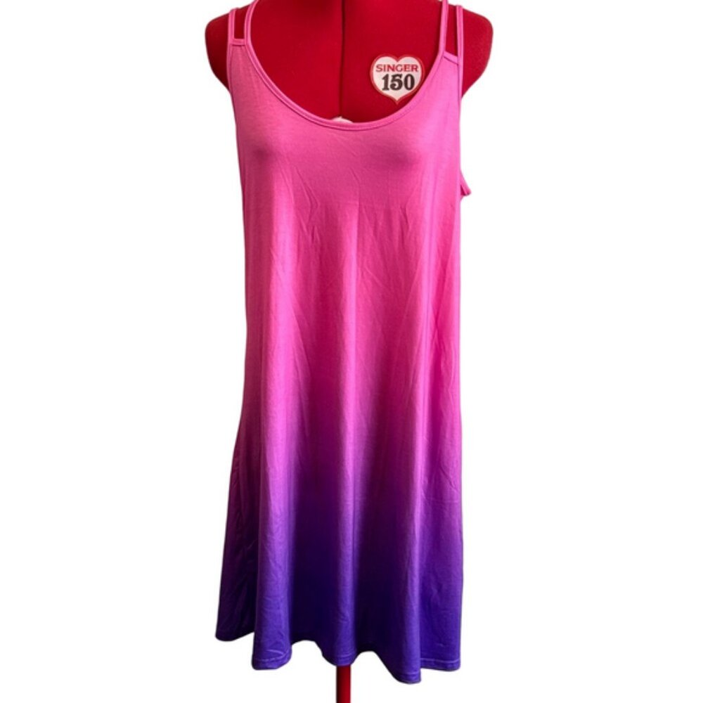 SHEIN Pink and Purple Ombre Midi Dress